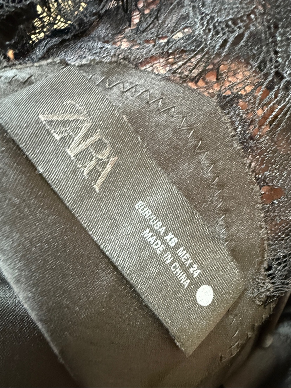 Zara Black Lace Asymmetric Slip Dress - Picture 4 of 4